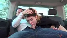Play He sucks his cock brutally and fucks her hard in the back seat
